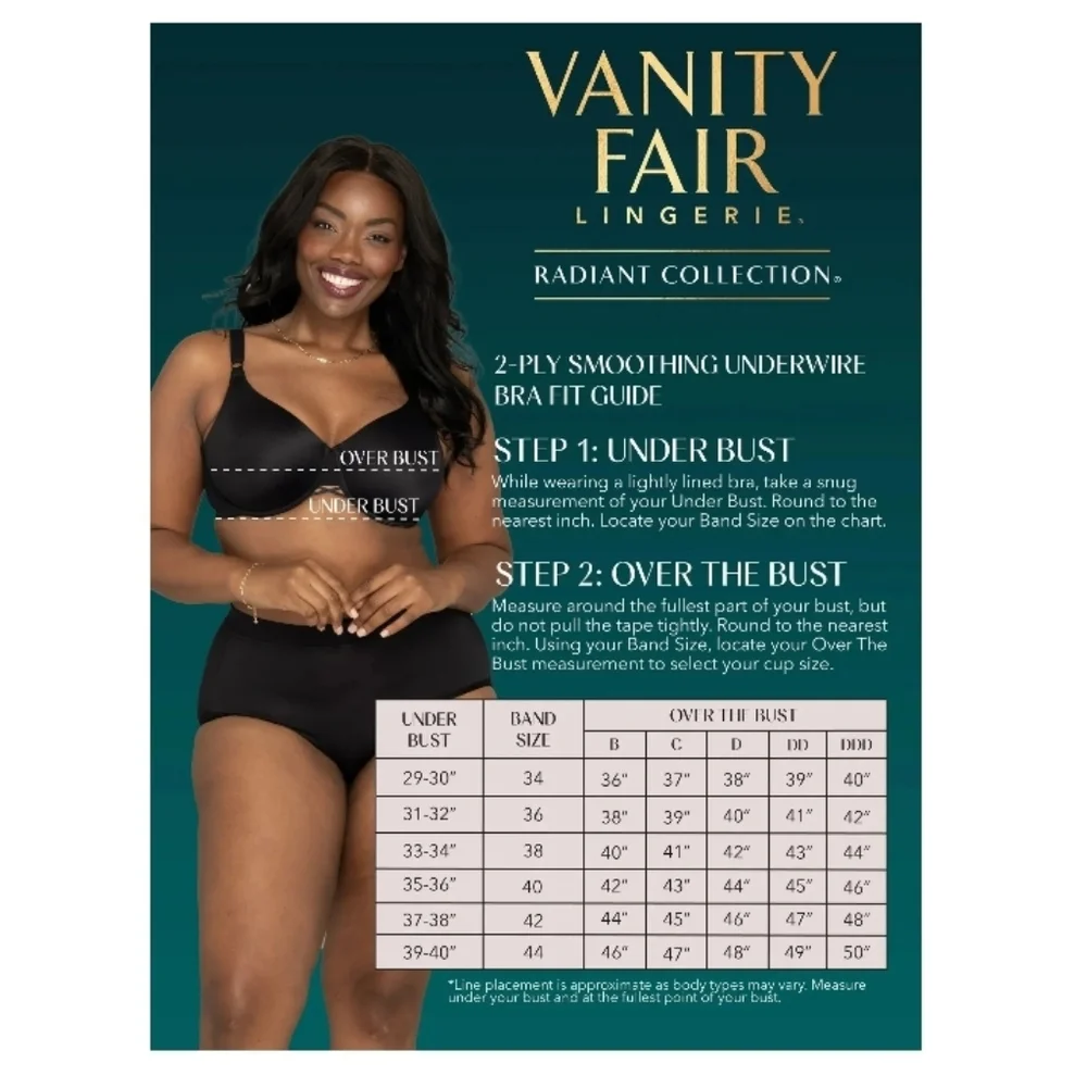 🧋♡Vanity Fair Radiant Women's Underwire Bra - 2-Ply Back and Side Smoothing - Picture 3 of 7